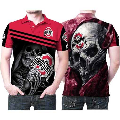 Nun Skeleton Holds Ohio State Buckeyes Logo Skull 3D Printed Gift For Buckeyes Fan Polo