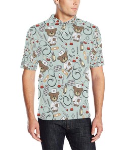 Nurse Bear Pattern Print Design Men Polo Shirt