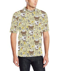 Nurse Bear Pattern Print Design Men Polo Shirt Gift