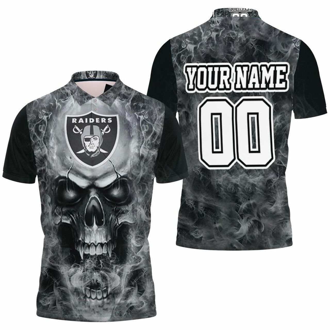 Oakland Raiders 3D Skull Personalized Polo Shirt