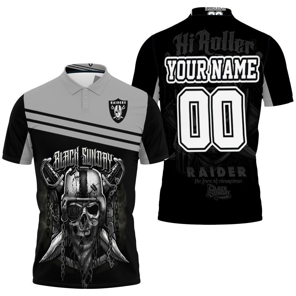 Oakland Raiders Black Sunday Skull 3D Personalized Polo Shirt