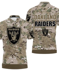 Oakland Raiders Camo Pattern 3D Polo Shirt