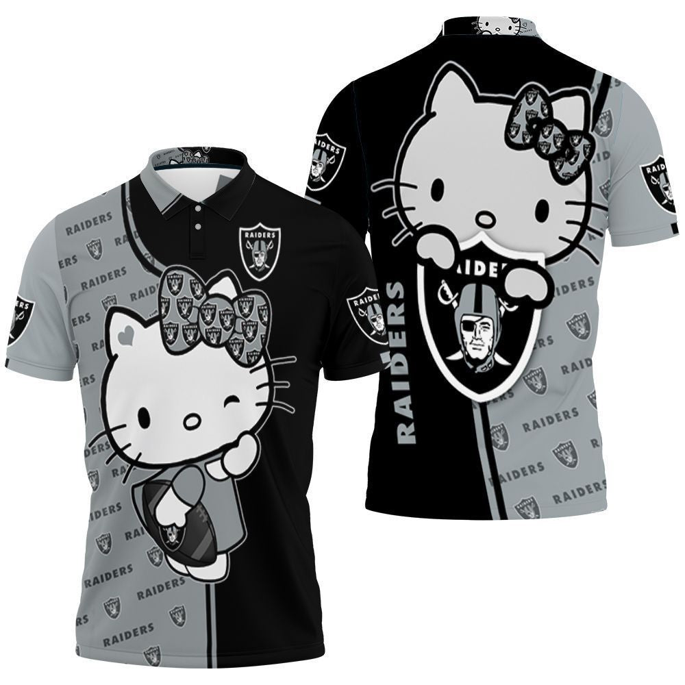Oakland Raiders Hello Kitty Fan 3D Polo Shirt