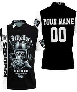 Oakland Raiders Hi Roller Skull Personalized Polo Shirt