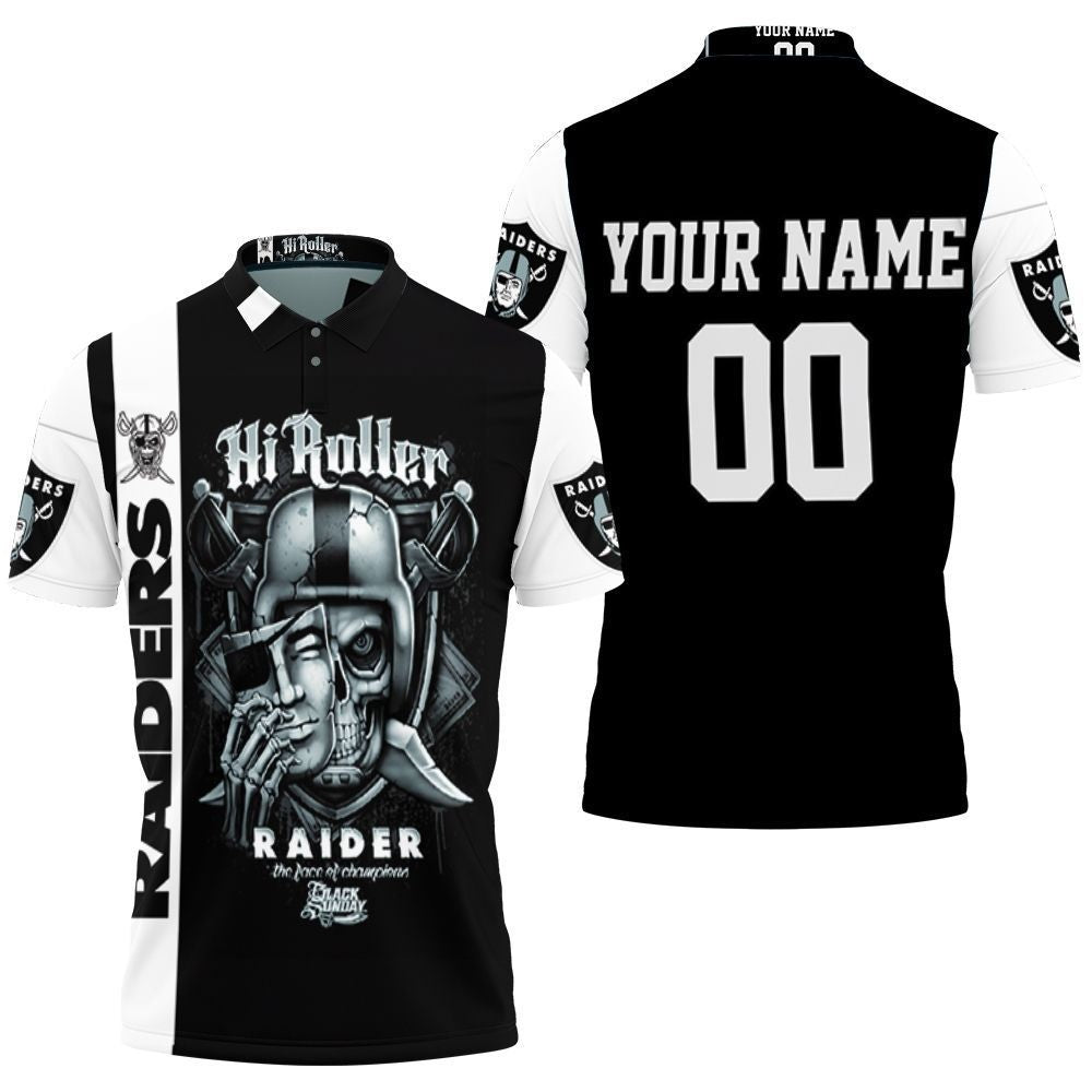 Oakland Raiders Hi Roller Skull Personalized Polo Shirt