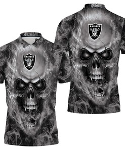Oakland Raiders Nfl Fans Skull Polo Shirt