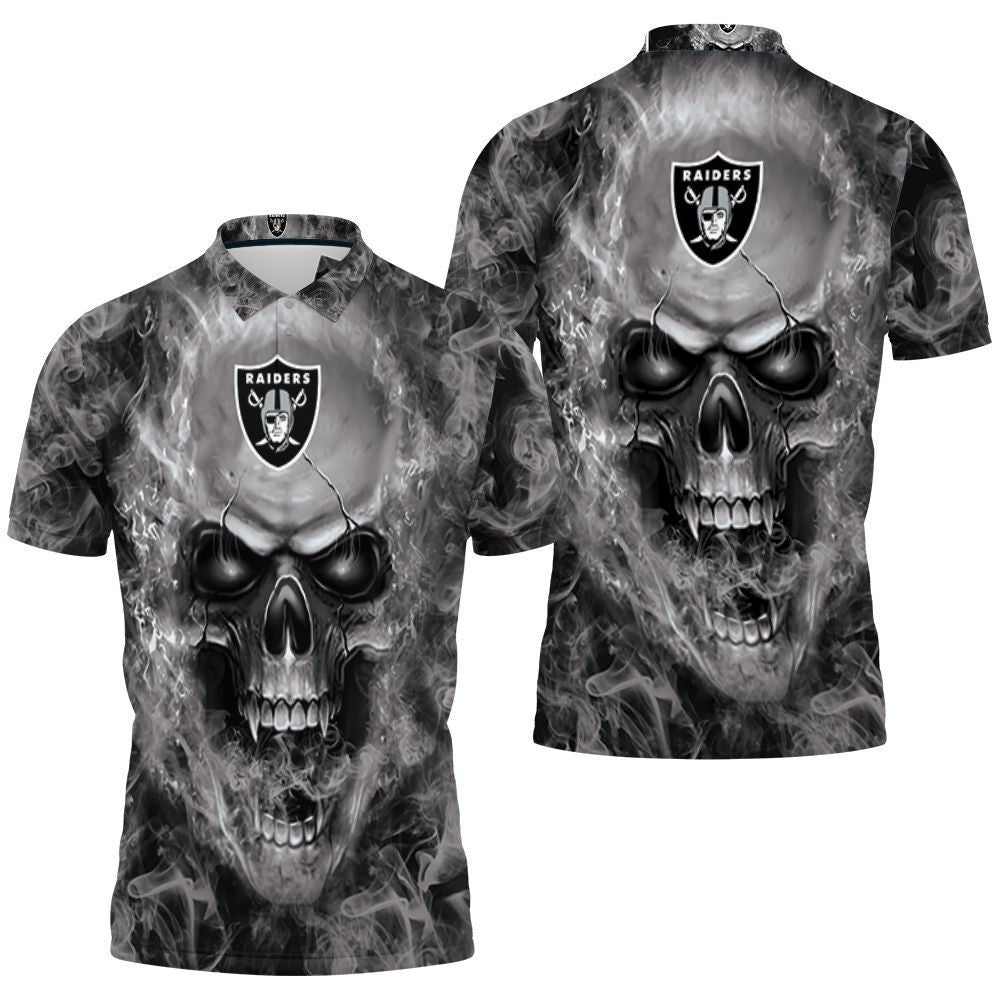 Oakland Raiders Nfl Fans Skull Polo Shirt