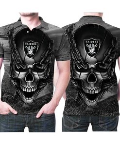 Oakland Raiders Skull Chains 3D Printed Gift For Oakland Raiders Fan Polo Shirt