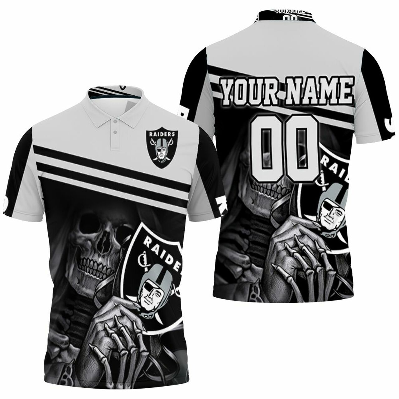 Oakland Raiders Skull Maiden Fans Personalized Polo Shirt