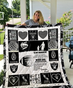 Oakland Raiders To My Daughter Love Dad Quilt Bedding Set Bedroom Decor, Gifts for Family