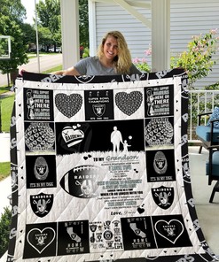 Oakland Raiders To My Grandson Love Grandpa Quilt Bedding Set Bedroom Decor, Gifts for Family