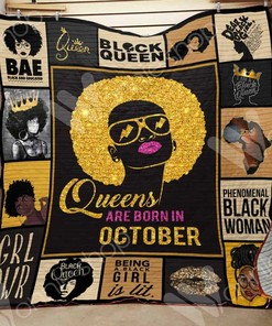 October Black Women Personalized Quilt Bedding Set Blanket for Home Decoration and Family Gifts