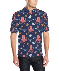 Octopus Pattern Print Design Men Polo Shirt Gift