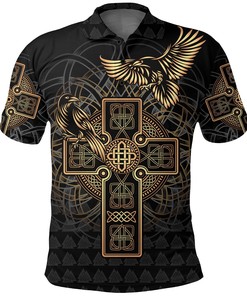 Odin's Celtic Raven Tattoo Viking Polo Shirt