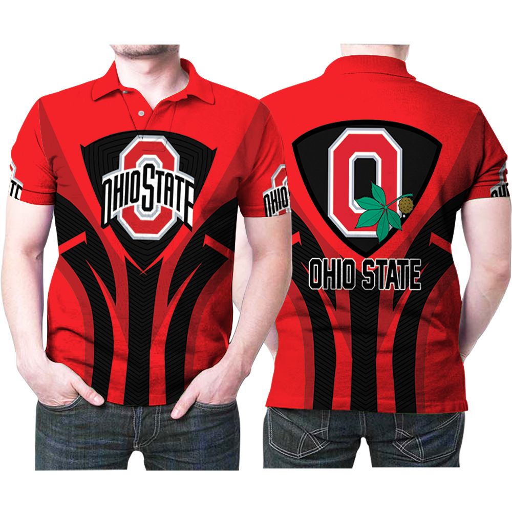 Ohio State Buckeyes Leaf Logo 3D Printed Gift For Ohio State Buckeyes Fan Polo