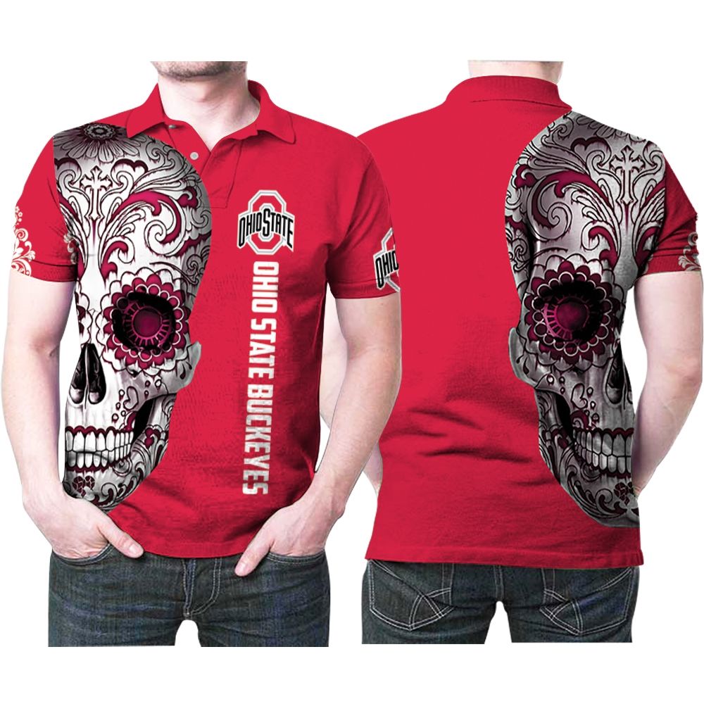 Ohio State Buckeyes Sugar Skull 3D Polo