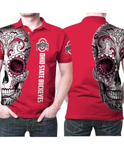 Ohio State Buckeyes Sugar Skull Flowers Pattern 3D Printed Gift For Buckeyes Fan Polo