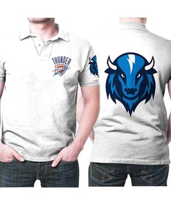 Oklahoma City Thunder Basketball Classic Mascot Logo Gift For Thunder Fans White Polo Shirt