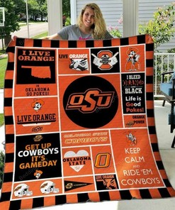 Oklahoma State Cowboys Quilt Bedding Set with Custom Name, Suitable for Home and Picnic, Great Gifts for Fans and Family