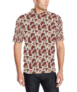Old School Tattoo Rose Pattern Men Polo Shirt