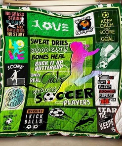 Only Real Girls Become Soccer Players Blanket Quilt Bedding Set Bedroom Decor, Gifts for Family