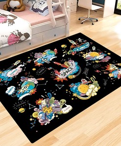 Outer Space Rug Area Rug for Bedroom Play Room Game Area Home Decor: Non-Slip Universe Planet Floor Mat Carpet