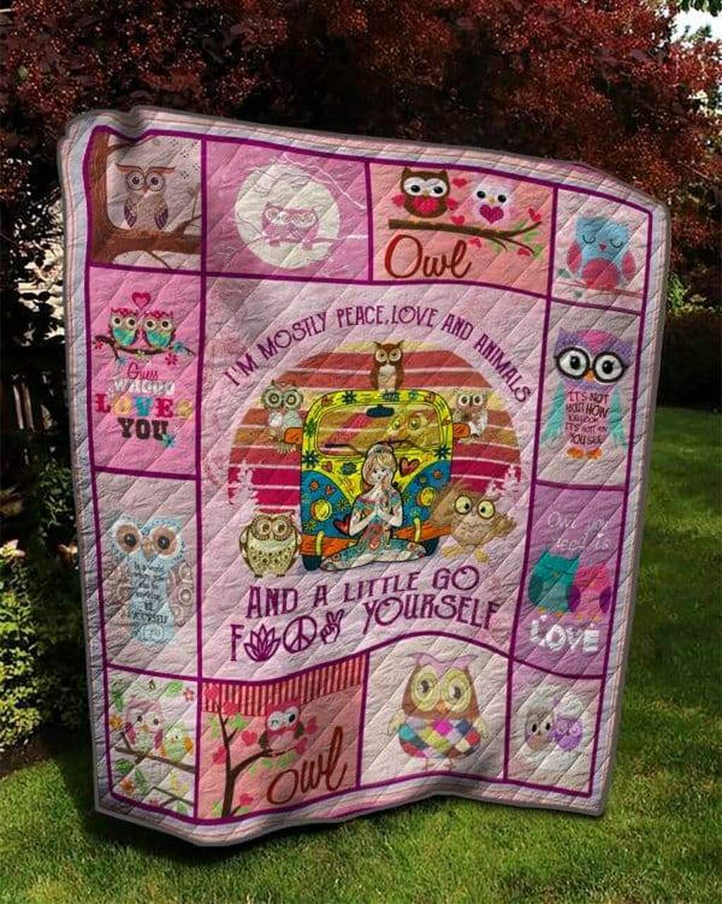 Owl And Yoga Girl Quilt Blanket Bedding Set for Home Decoration, Suitable for Bedroom Decor and Family Gifts