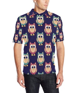 Owl Pattern Print Design Men Polo Shirt