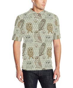 Owl Pattern Print Design Men Polo Shirt Gift