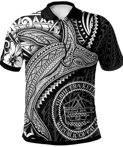 Palau Polo Shirt - Humpback Whale & Coat of Arms White