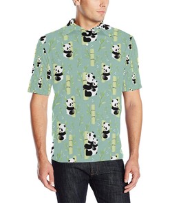 Panda Pattern Print Design Men Polo Shirt