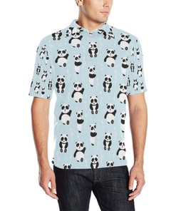 Panda Pattern Print Design Men Polo Shirt Gift