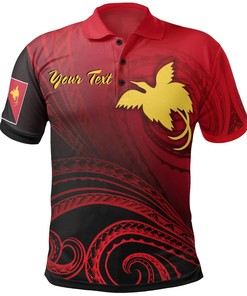 Papua New Guinea Custom Personalised Polo Shirts - Raggiana Bird of Paradise Polynesian Patterns