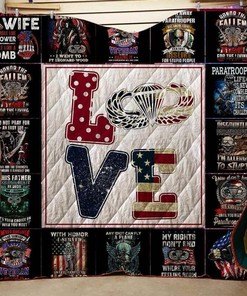Paratrooper Love Blanket Quilt Bedding Set for Personalized Home Decor and Family Gifts