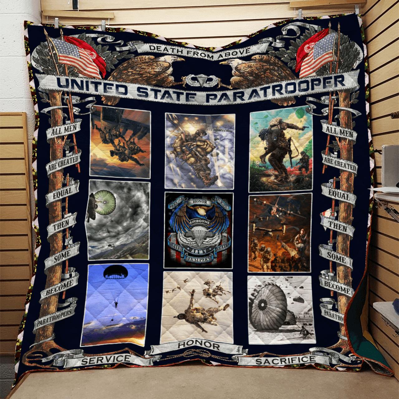 Paratrooper Personalized Quilt Bed Set Blanket for Picnic Hobby