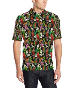 Parrot Design Print Men Polo Shirt