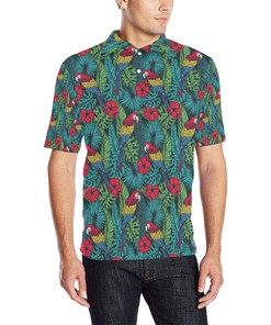 Parrot Pattern Print Design Men 3D Polo Shirt