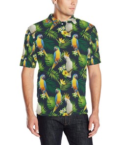 Parrot Pattern Print Design Men Polo Shirt Gift