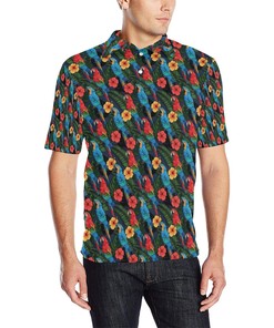 Parrot Pattern Print Design Men Polo Shirt for Parrot Lovers
