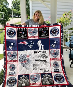 Patriots To My Son Love Dad Personalized Quilt Bedding Set Blanket for Home Decoration and Family Gifts