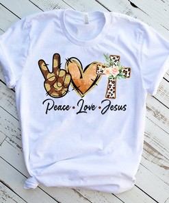 Peace Love Jesus Sunflower Cross T-Shirt