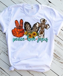 Peace Love Jesus T Shirt - Sunflower Cross Sublimation Design