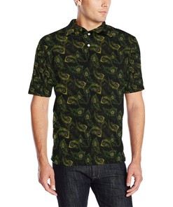 Peacock Feather Pattern Design Print Men Polo Shirt