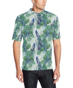 Peacock Pattern Print Design Men 3D Polo Shirt