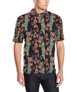Peacock Pattern Print Design Men Polo Shirt Gift