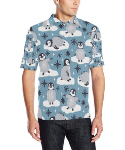 Penguin Pattern Print Design Men Polo Shirt
