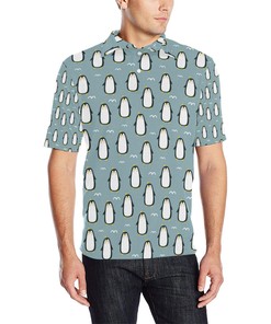 Penguin Pattern Print Design Men Polo Shirt Gift