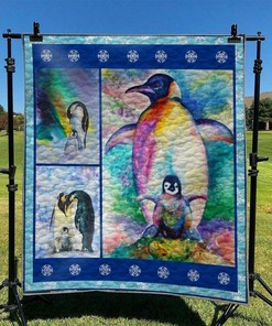 Penguin Quilt Bedding Set Bedroom Decor Gifts for Family