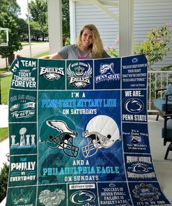 Penn State Nittany Lions & Philadelphia Eagle Quilt Bedding Set Blanket Bedroom Decor, Gifts for Family