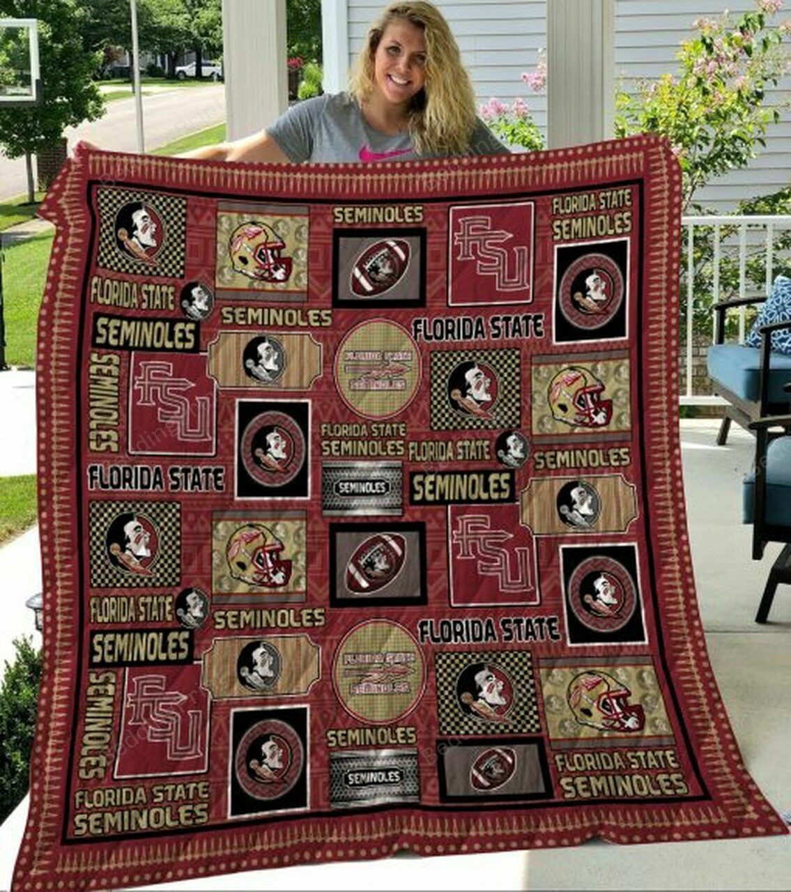 Personalizable Florida State Seminoles Quilt Bedding Set for Home Decoration